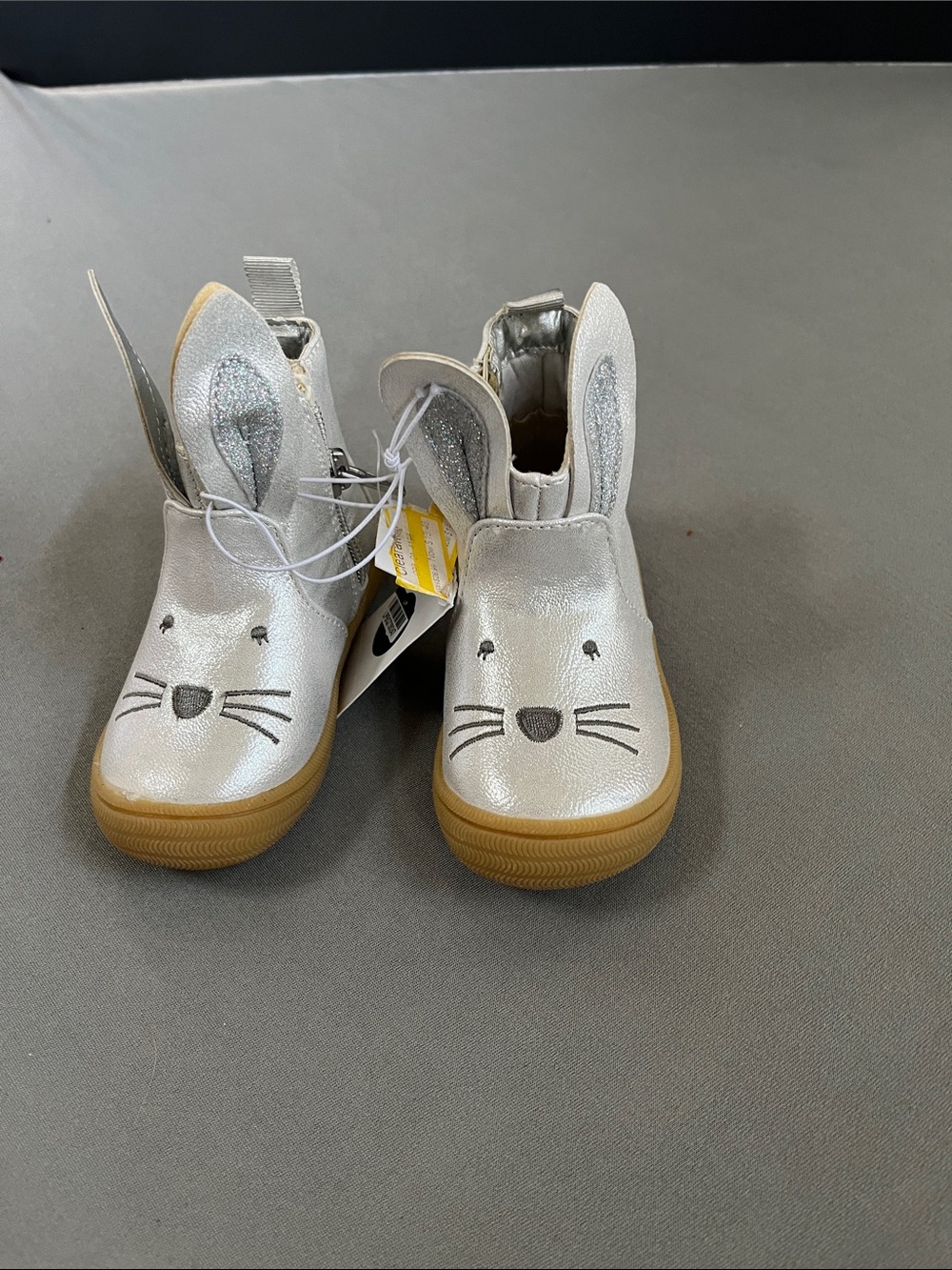 Cat & Jack Silver Bunny Boots with Tan Soles